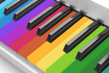 Colorful piano keyboard close-up