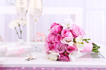 Beautiful wedding still life with  bouquet