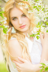 Fototapeta premium Spring portrait of a beautiful young blonde