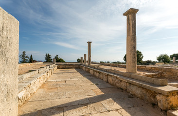 Vestiges antiques et colonnes dans le sanctuaire d'Apollon