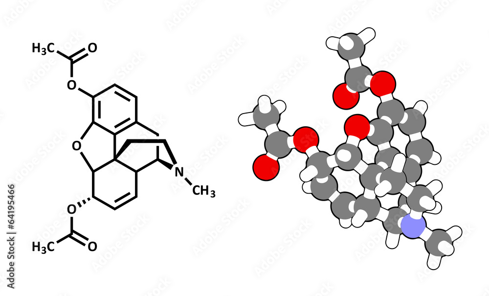 Poster Heroin (diacetylmorphine, morphine diacetate, diamorphine) drug