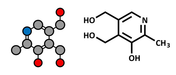 Vitamin B6 (pyridoxine) molecule.