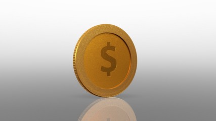 dollar currency gold coin white exchange 45 degree