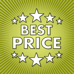 best price sign on fresh green background