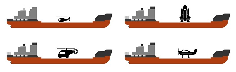 Moyens de transports en livraison dans 4 bateaux cargo