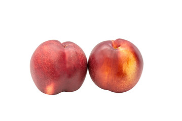 Two nectarines on white background