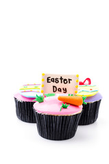 Easter cupcakes isolated white background