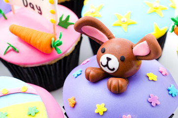 Easter cupcakes isolated white background