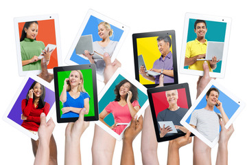 Obraz premium Global Communication with Communication Devices