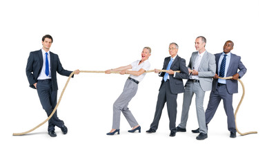 Fototapeta na wymiar Group of Business People Pulling Rope