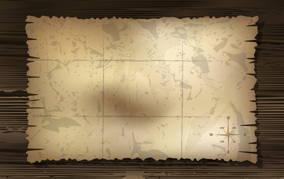 aged treasure map with compass background