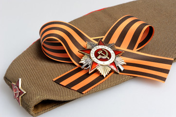 Military cap, Saint George ribbon, order of Great Patriotic war
