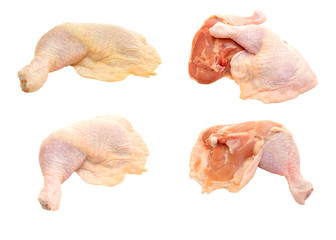 Chicken leg on a white background.