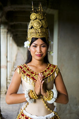 Indigenous Cambodian Female Dancer Greeting