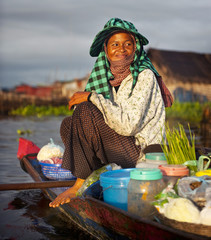 Local Cambodian Seller In Floating Market