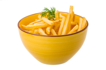 French fries on white background