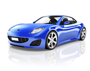 Obraz na płótnie Canvas Luksusowy samochód sportowy 3D Niebieski