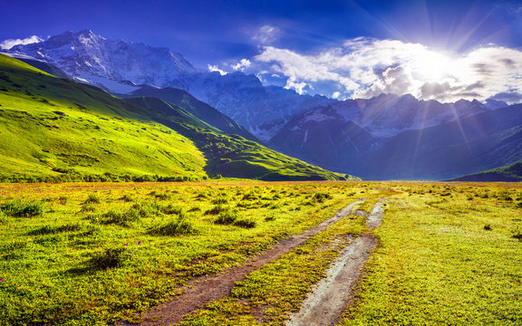 The main Caucasian ridge, Shkhara mountain.