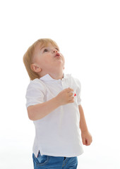 Portrait of happy joyful beautiful little boy