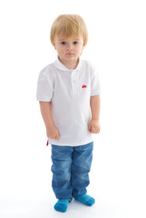 Fototapeta premium Portrait of happy joyful beautiful little boy