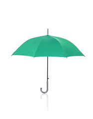 open green umbrella isolated on white background