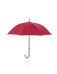 open red umbrella isolated on white background