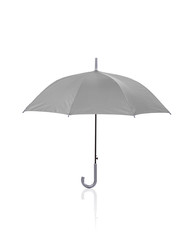 open gray umbrella isolated on white background