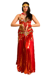 girl in a red suit oriental dance