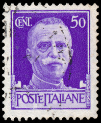 Stamp shows portrait of King Victor Emmanuel III