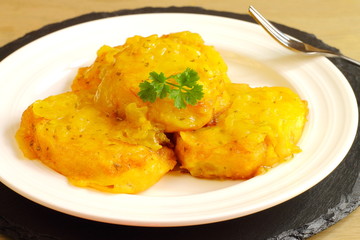 Battered potatoes