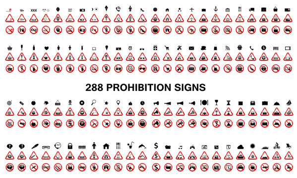 Set of Prohibition Signs. Vector Illustration