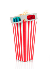 3D glasses on top of the popcorn bucket