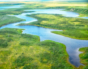 Aerial view on North Yakutia landscapes