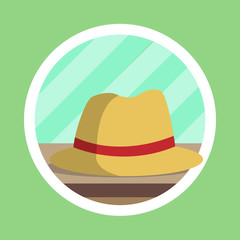 Brown Fedora Hat Flat Design