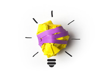 Inspiration concept paper light bulb metaphor for good idea.
