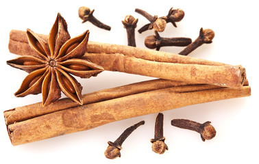 Spices on a white background.