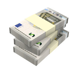 Euro money isolated on white background.