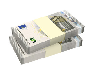 Euro money isolated on white background.
