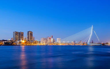 Fototapeta na wymiar Erasmus Bridge at Twilight, Rotterdam, The Netherlands