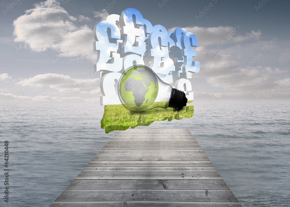 Poster composite image of earth in light bulb on abstract screen