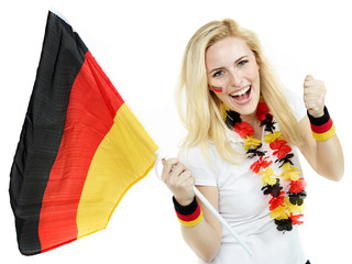 Girly soccer fan has a lot of fun