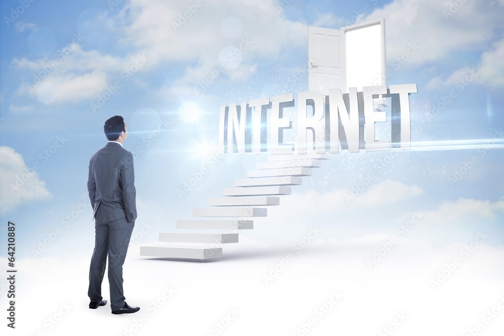 Aufkleber internet against steps leading to open door in the sky