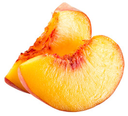 Peach slices isolated on white background