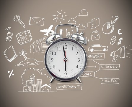 Composite image of alarm clock