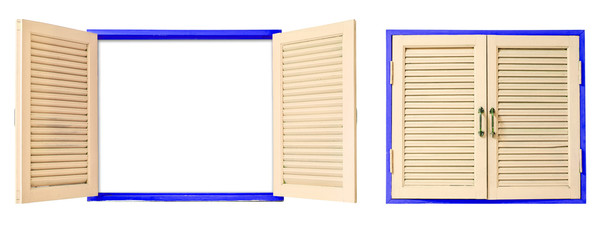 wooden window on isolated