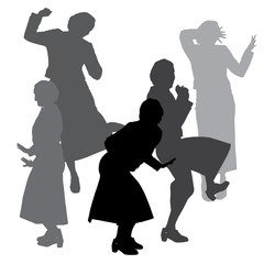 Vector silhouette of woman on a white background.
