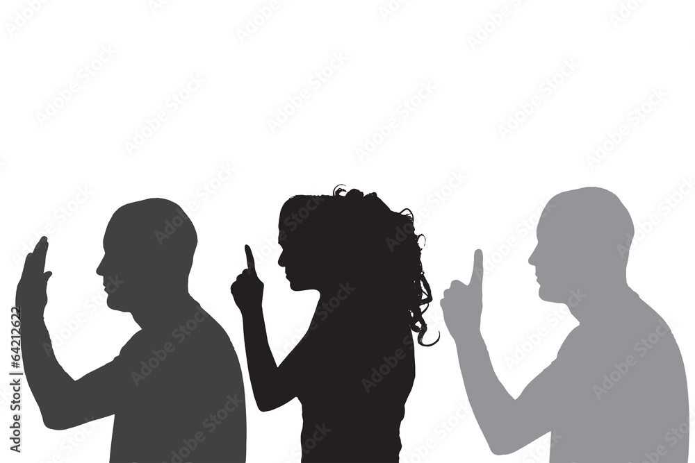 Canvas Prints vector silhouette of people.