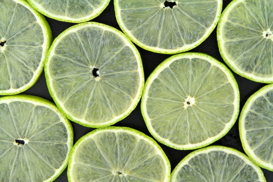 Yellow lemon sliced, close up image