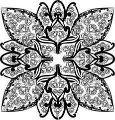 black square design with rose sketches