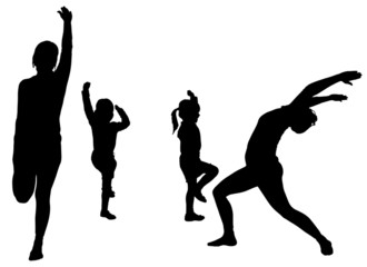 Vector silhouette of a woman with a child.